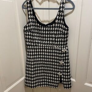 Self-Portrait Embellished Checked Boucle Mini Dress